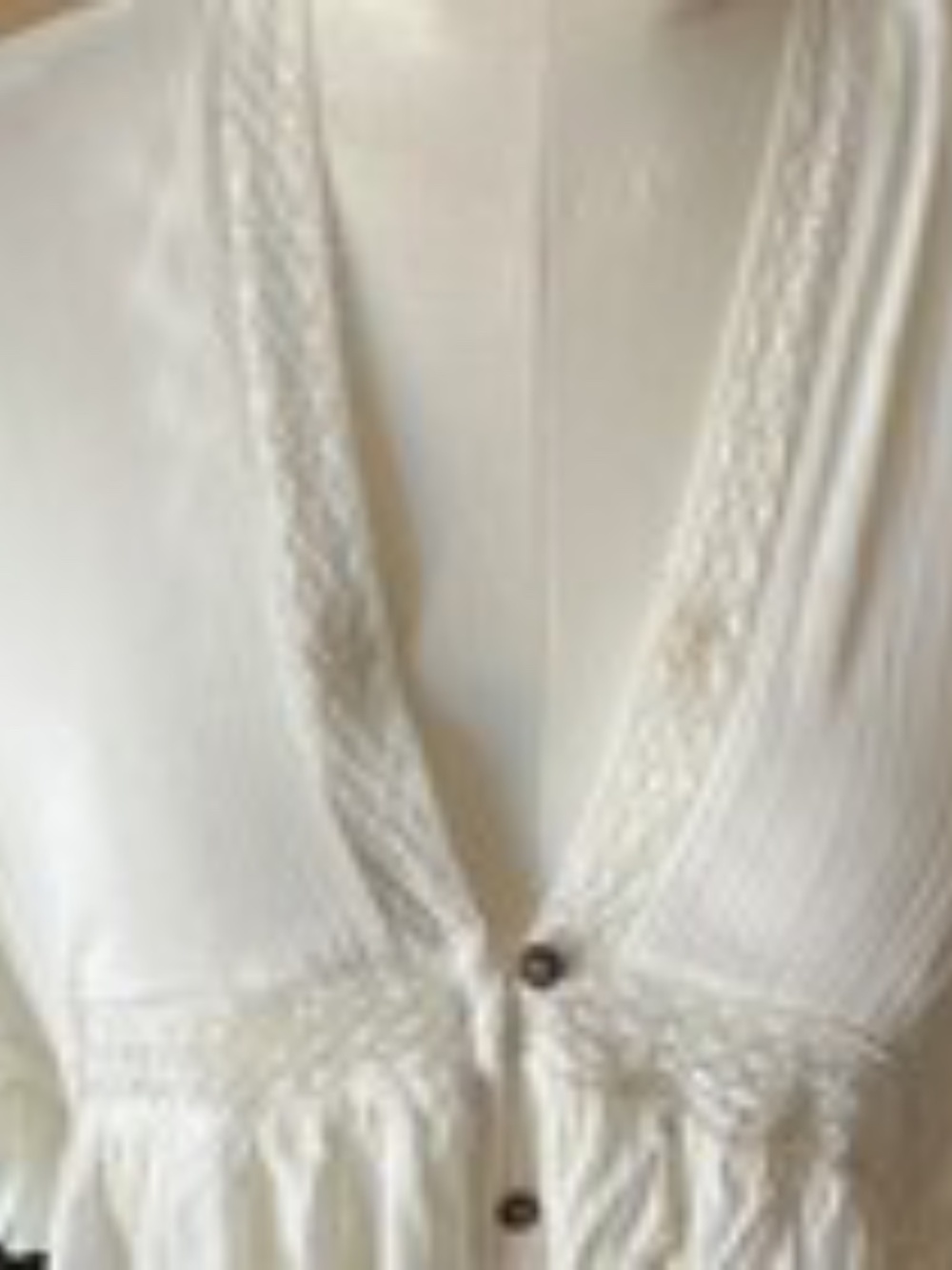 Free People White Lace Ruffle Button Maxi Dress V-Neck Cape Sleeve Size XS - Picture 4 of 10